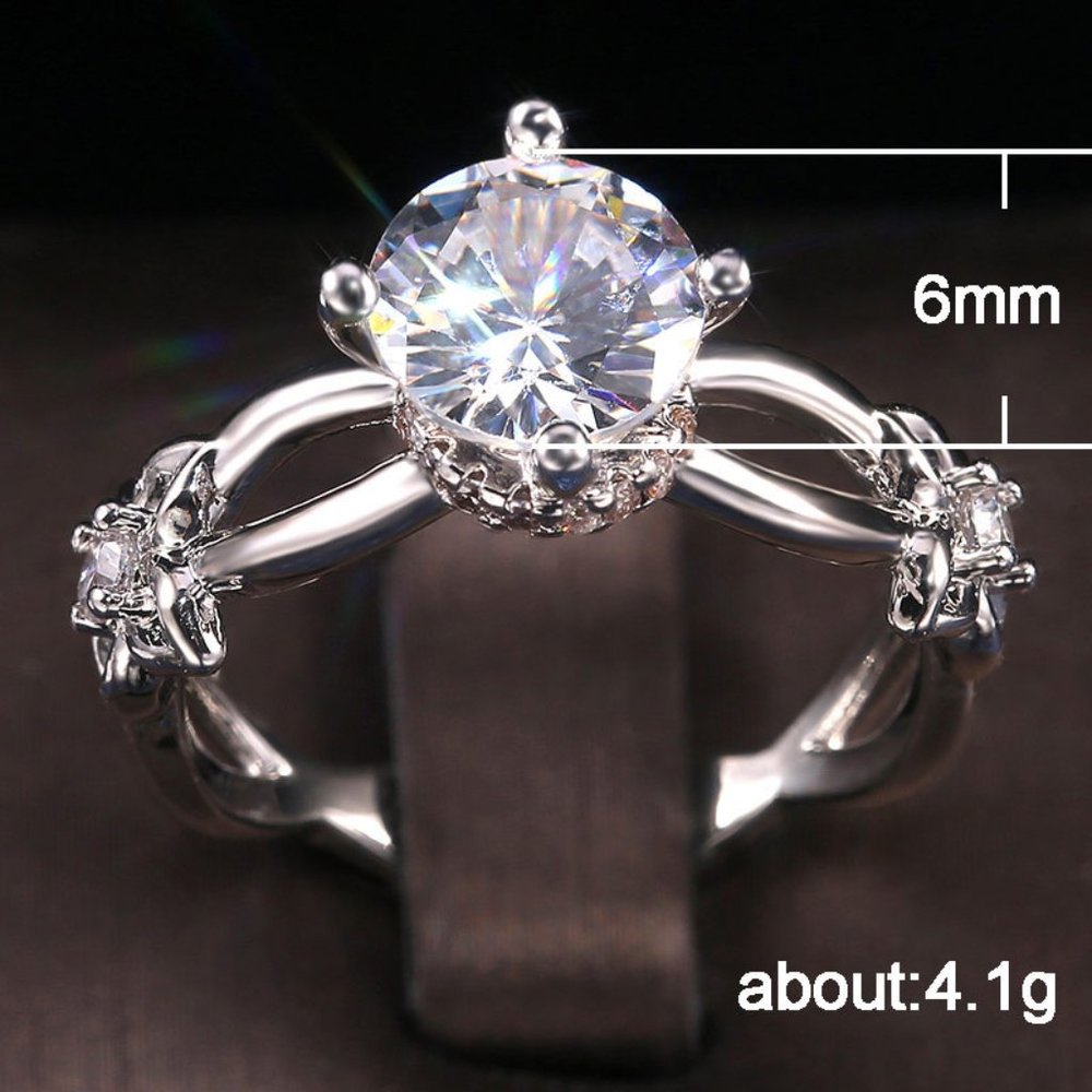 🥰Twisted Beautiful Bright Flower Silver Wedding Rings for Women, INDN8054 - Picture 4 of 8